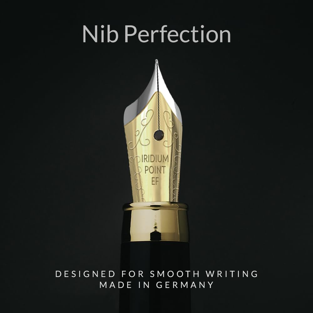 Wordsworth & Black Fountain Pen Set, Luxury Bamboo Wood - Extra Fine Nib, Gift Case; Includes 6 Ink Cartridges, Ink Refill Converter -Journaling, Calligraphy; Drawing, Smooth Writing [Maple Wood]