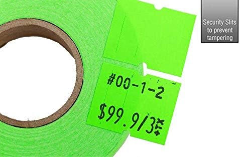 Perco 2 Line Fluorescent Green Labels - 8 Rolls, 1 Sleeve, 6,000 Blank Price and Date Gun Labels for Perco 2 Line Price and Date Guns - Made in USA