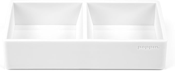 Poppin This & That Tray - Modular Desk Trays for Office Organization, Color-Coordinated Office Supplies for Desk (White, This & That Tray)