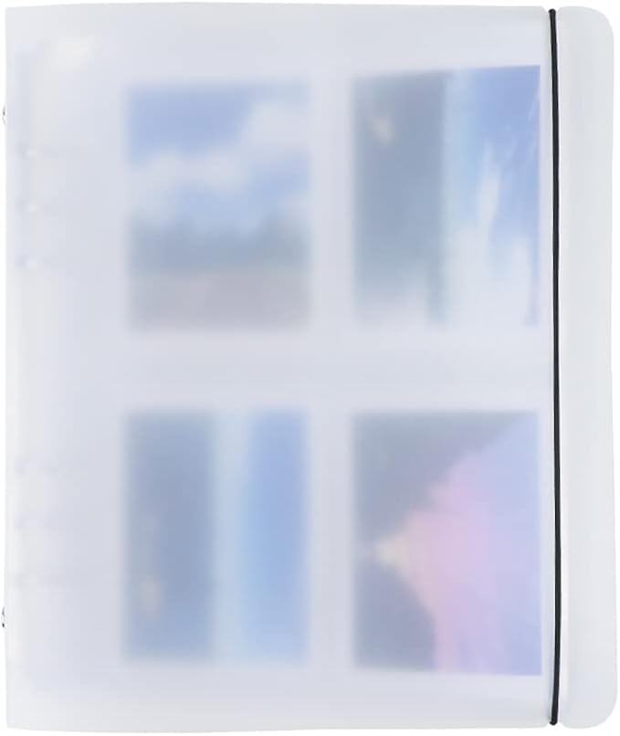 White Frosted PP Kpop Photocard Binder Loose Leaf 6-Ring Wide A5 Photocards Holder with 4 Inch 200 Pockets Photo Pages Transparent Card Sleeve Protectors Page for Photos Cards Album Folder Organizers