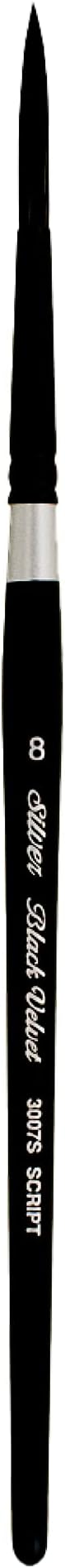 Silver Brush Limited 3007S -8 Black Velvet Script Liner Paintbrush for Watercolor, Gouache, Inks, & Dyes, Size 8, Short Handle
