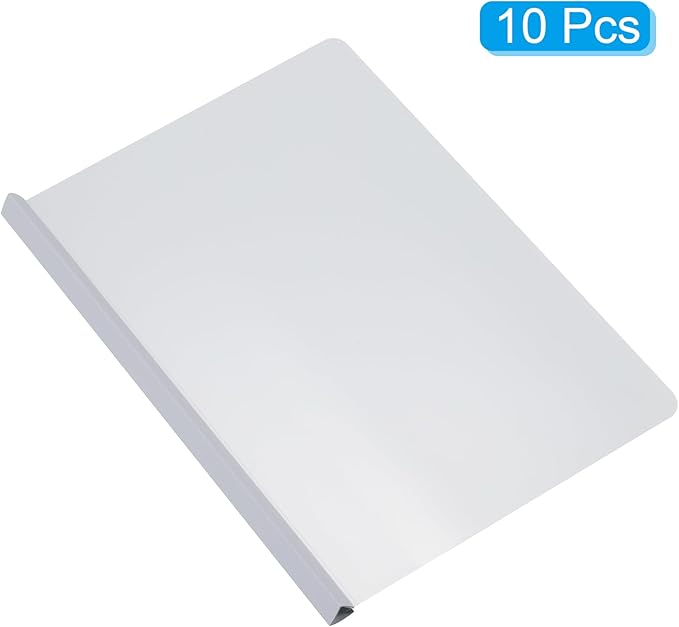 PATIKIL Clear Report Covers with Sliding Bar, 10 Pcs 15mm Slide-Grip Resume Covers 135 Sheets Capacity, A4 Presentation Folders for File Resume White
