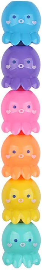 Set of 5 Octopus Color Highlighter Markers with 1 Blue Cap, Highlighter Pens for School & Office.