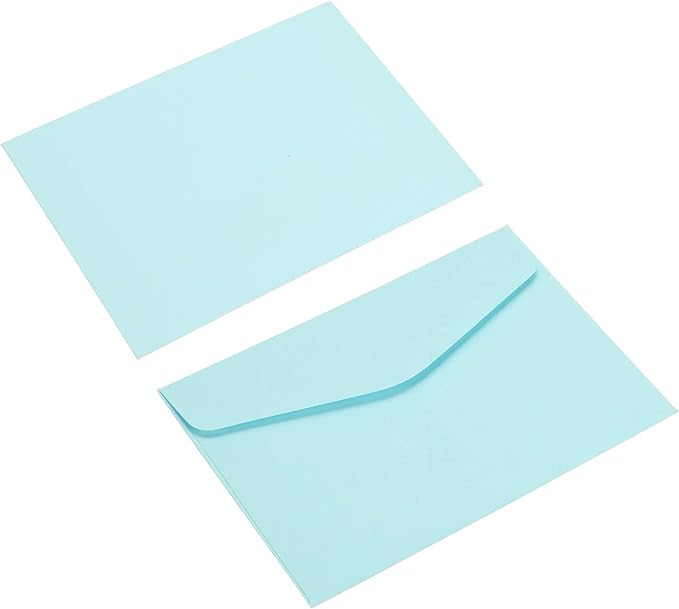 PATIKIL Mini Envelopes, 100 Pack Paper Blank Small Items Storage Business Card Holder for Greeting Note Party, Light Blue