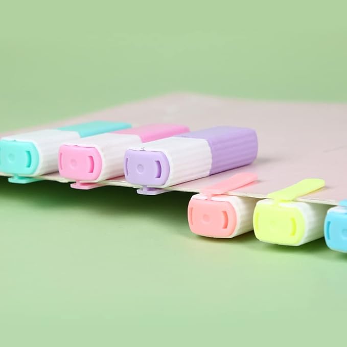 Set of 6 Color Highlighter Markers, Creative Chisel Tip Multi Color Highlighter Pens for Note Taking, Coloring Book and Journal Planner, School and Office, etc.