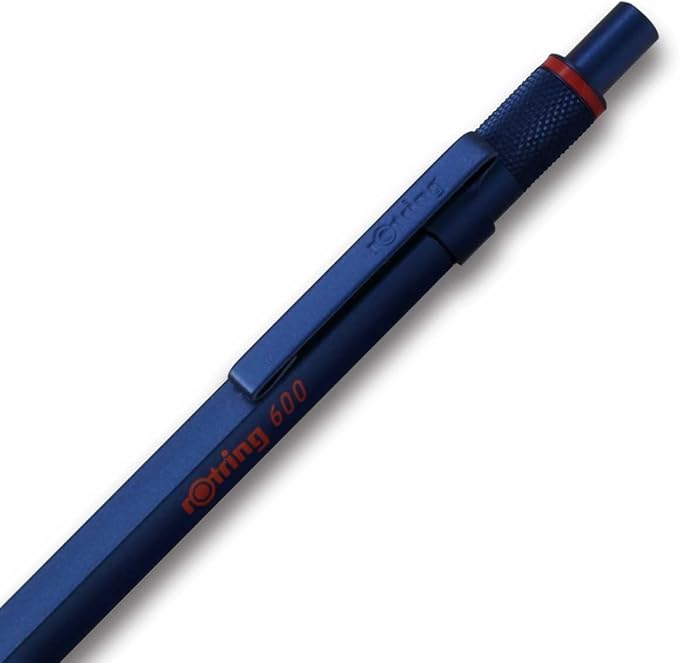 rOtring 600 Ballpoint Pen, Medium Point, Black Ink, Blue Barrel, Refillable