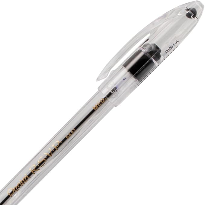 Pentel R.S.V.P. Ballpoint Pen, Medium Line, Black Ink, 2 Pack (BK91BP2A)