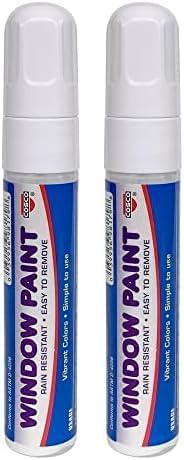 Cosco Window Paint Marker, for Car Windows, Mirror, Storefront Window, Wedding, Parades and Party Decorations, White Ink (098179) (Pack of 2)