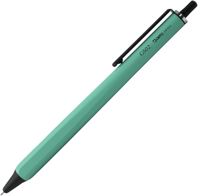 OHTO GS02 Roller Gel Pen, Retractable Needle Tip 0.5mm Fine Point, Mint Green Barrel, Ultra-Quick Drying Black Gel Ink Pen, All-Metal Hybrid Body, GS02-G5-MI