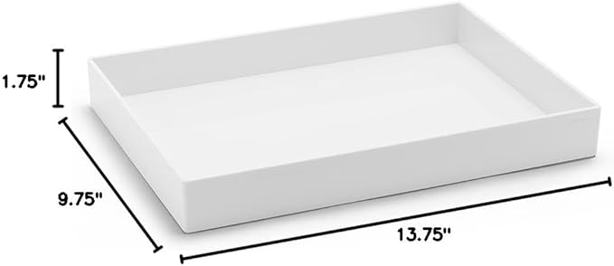 Poppin Stackable Large Accessory Tray - Modular Lacquer Desk Trays for Office Organization, Color-Coordinated Office Supplies for Desk, Paper Trays (White, Large Accessory)