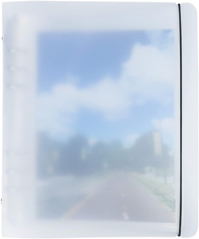 White Frosted PP Kpop Photocard Binder Loose Leaf 6-Ring Wide A5 Photocards Holder with 8 Inch 50 Pockets Photo Pages Transparent Card Sleeve Protectors Page for Photos Cards Album Folder Organizers