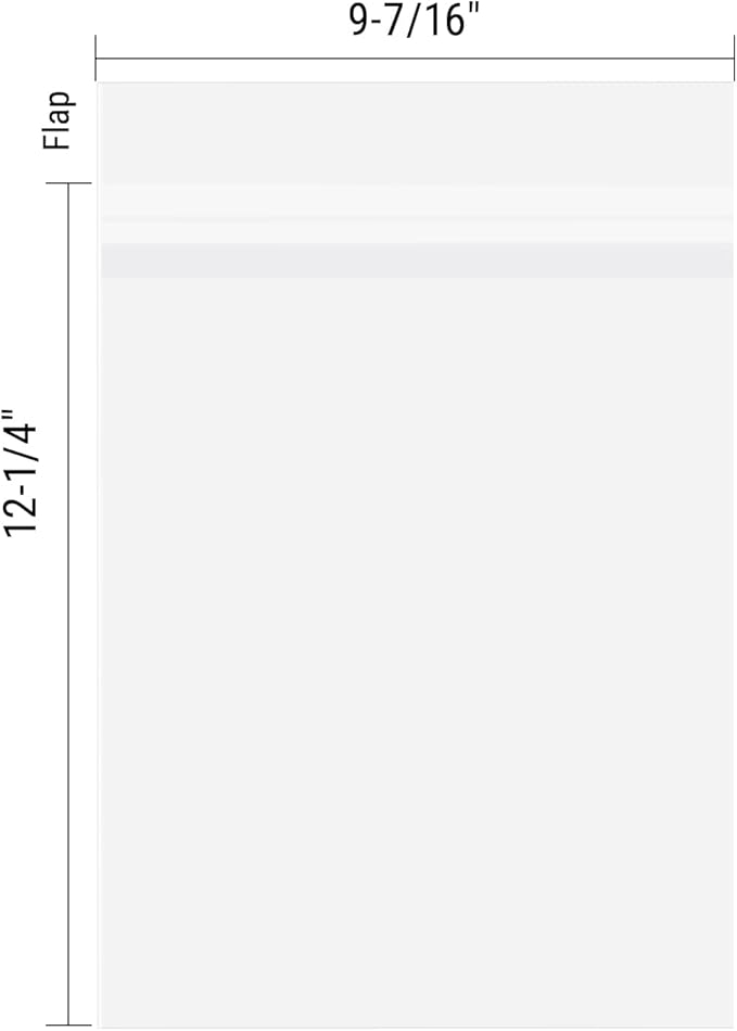 AUEAR, 200 Pack (9-7/16" x 12-1/4") Crystal Clear Storage Bags - Acid-Free Plastic Sleeves for 9x12 Photos & Prints, A4, Letter Sized Documents