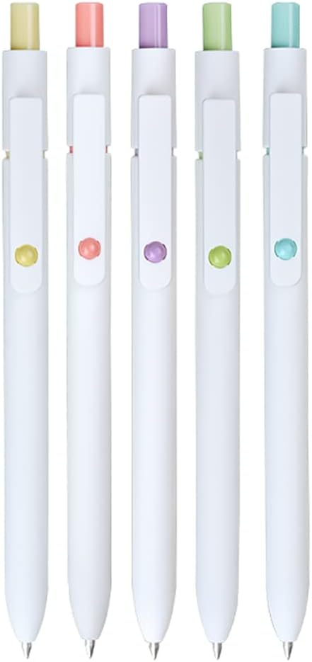 erofa 5 PCS Zennyth Gel Pens Quick Dry Fine Point Premium Retractable Rolling Ball Black Ink Smooth Writing Pens for School Office (White)