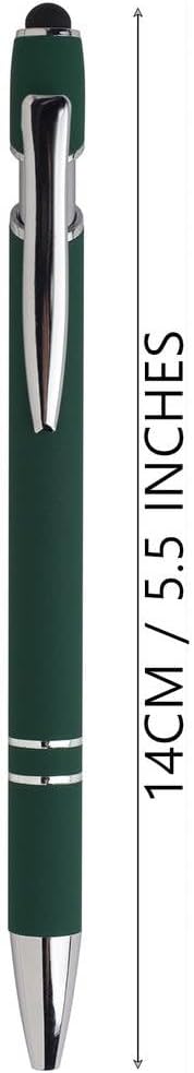 Pink Ballpoint Pens with Black Ink, 2-in-1 Stylus Tip, 1.0mm Medium Point, Matte Metal Barrel – 10-Pack for Office or School