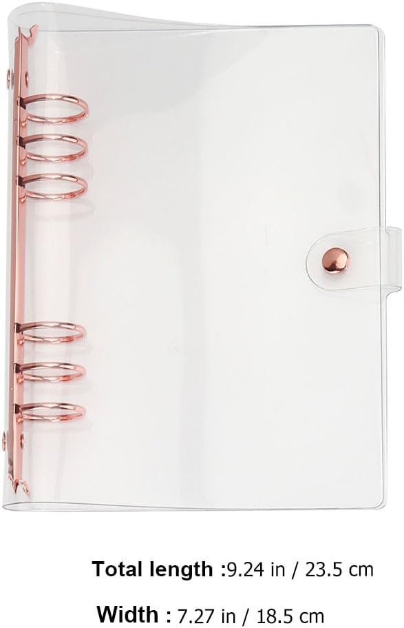 LALAFINA 3pcs Rose Gold Hand Book 6- Ring Binder Covers A5 Transparent Binder Cover Binder Cover Snap Button Clear Journal Binder Cover A5 Binders Students Supplies The Album Loose Leaf PVC