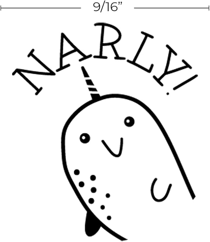 Gnarly Narwhal Stamp / 2000 Plus Self Inking Teacher Cute Animal Reward Stamper / 9/16" Small Black Narwhal Themed Imprint Planner Worksheet Stamp