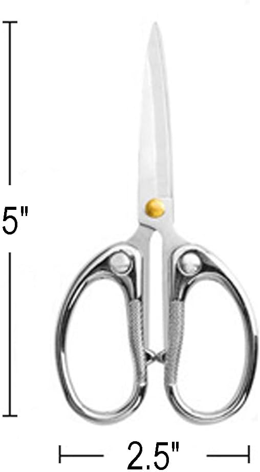 5" All Stainless Steel Office Scissors,Ultra Sharp Blade Shears,Sturdy Sharp Scissors for Office Home School Sewing Fabric Craft DIY Multipurpose Scissors Sliver