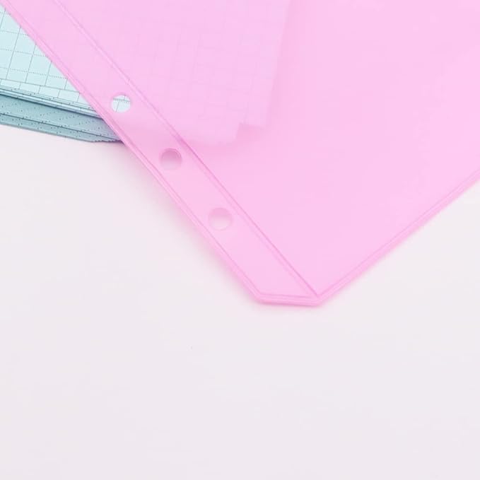 Pink PVC Binder Pockets 12pcs A5 Binders Zipper Pouch Bag Loose Leaf 6 Holes PVC Zip Organizer Folder for Journal Budget Filing Pocket Bags