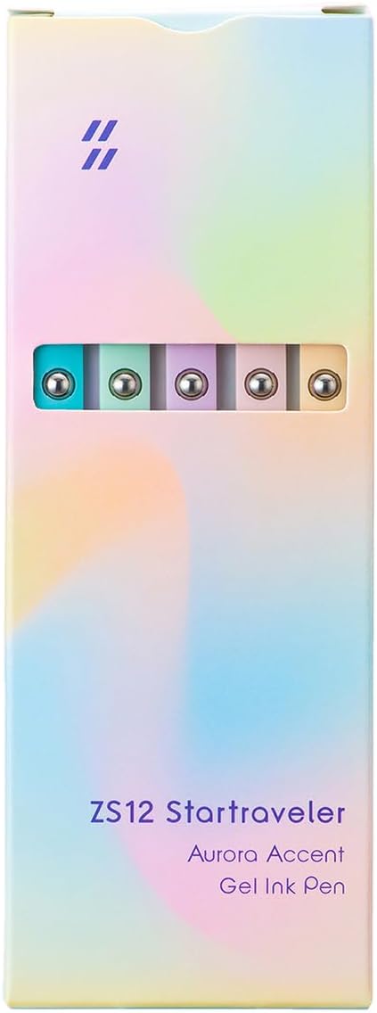 5 PCS Zennyth Gel Pens Quick Dry Fine Point Premium Retractable Rolling Ball Black Ink Smooth Writing Pens for School Office (Aurora)