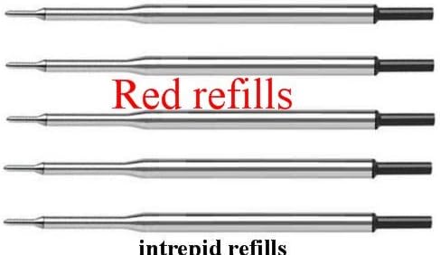 5 Genuine Intrepid Flawless Flow Medium Point Refills for Papermate Lubriglide, Aspire, PhD Pens, Bulk Packed (RED)