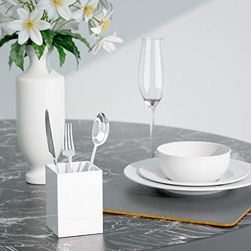 NIUBEE White Acrylic Pen Holder 4 Pack, Desktop Pencil Cup Stationery Organizer for Office Desk Accessory