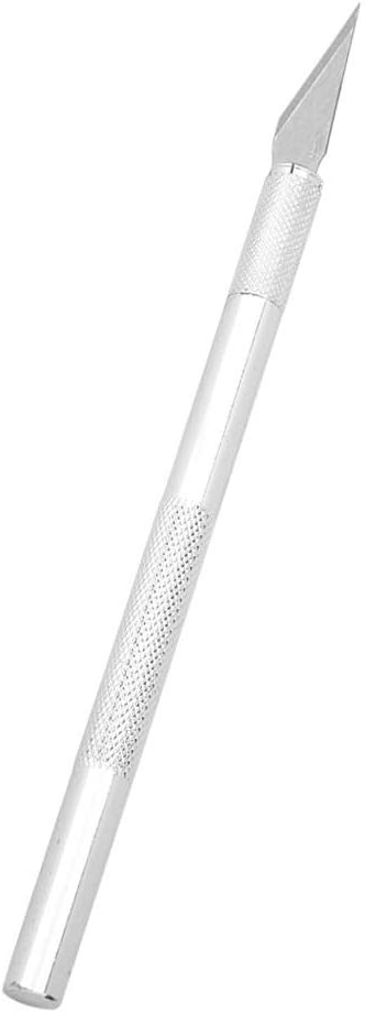 Art Knife, Carving Knife, Nonslip Stainless Steel Precision Knife Hobby Knife Wood Carving Artwork Craft Knife with 5 Spare Blades for Phone Repair, Art, Hobby, Scrapbooking, Stencil (Silver)