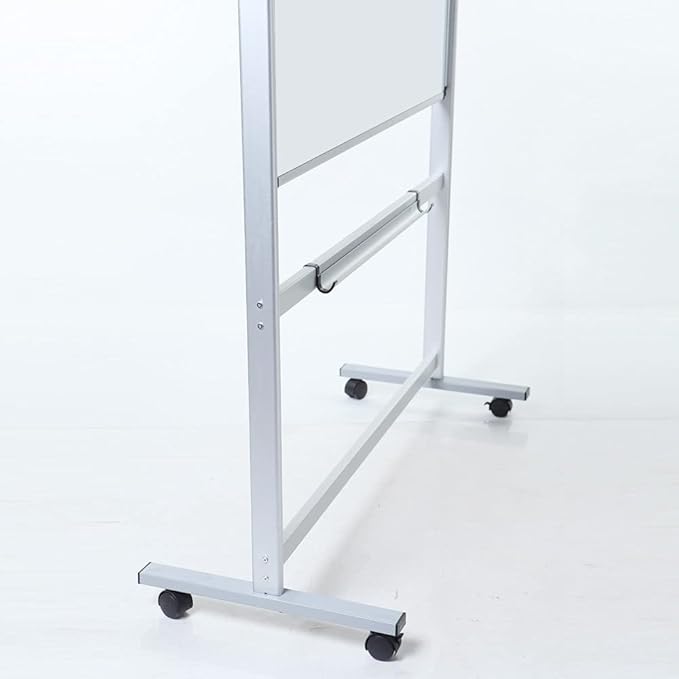 VIZ-PRO Double-sided Magnetic Mobile Whiteboard, 60 x 36 Inches, Aluminium Frame and Stand