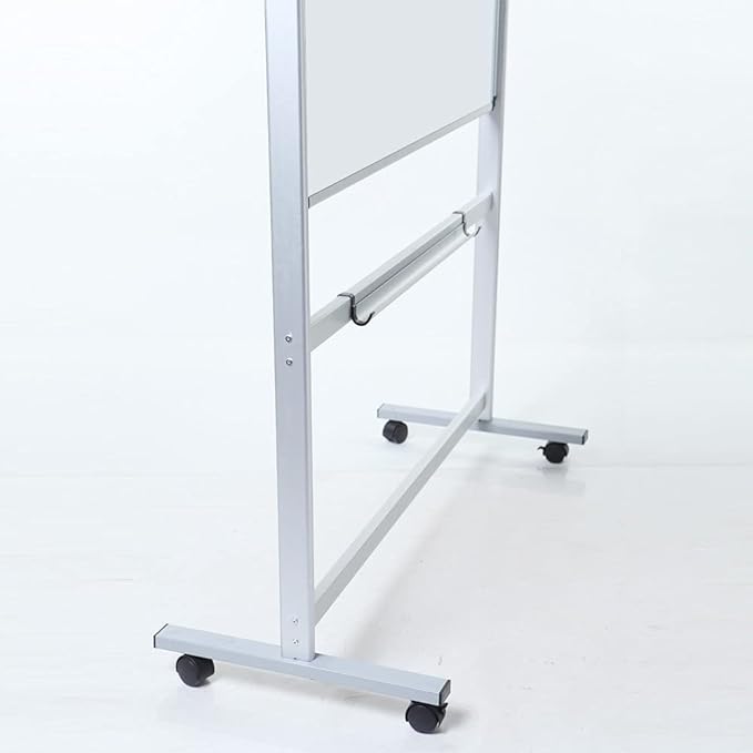 VIZ-PRO Double-sided Magnetic Mobile Whiteboard, 60 x 36 Inches, Aluminium Frame and Stand