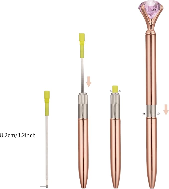 Mini D1 Ballpoint Ink Pen Refills for Twist Pens, Medium Tip, Compatible with Swarovski Pen Refills (10 Pcs Black Ink)