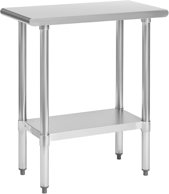 Hally Stainless Steel Table for Prep & Work 30 x 15 Inches, NSF Commercial Heavy Duty Table with Undershelf and Galvanized Legs for Restaurant, Home and Hotel