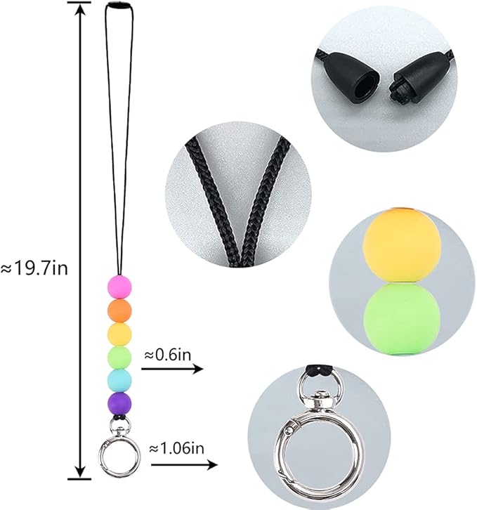 POPLOPP 4PCS Teacher Lanyards for ID Badges and Keys, Cute Silicone Beaded Lanyard for Women Nurse Employees Students