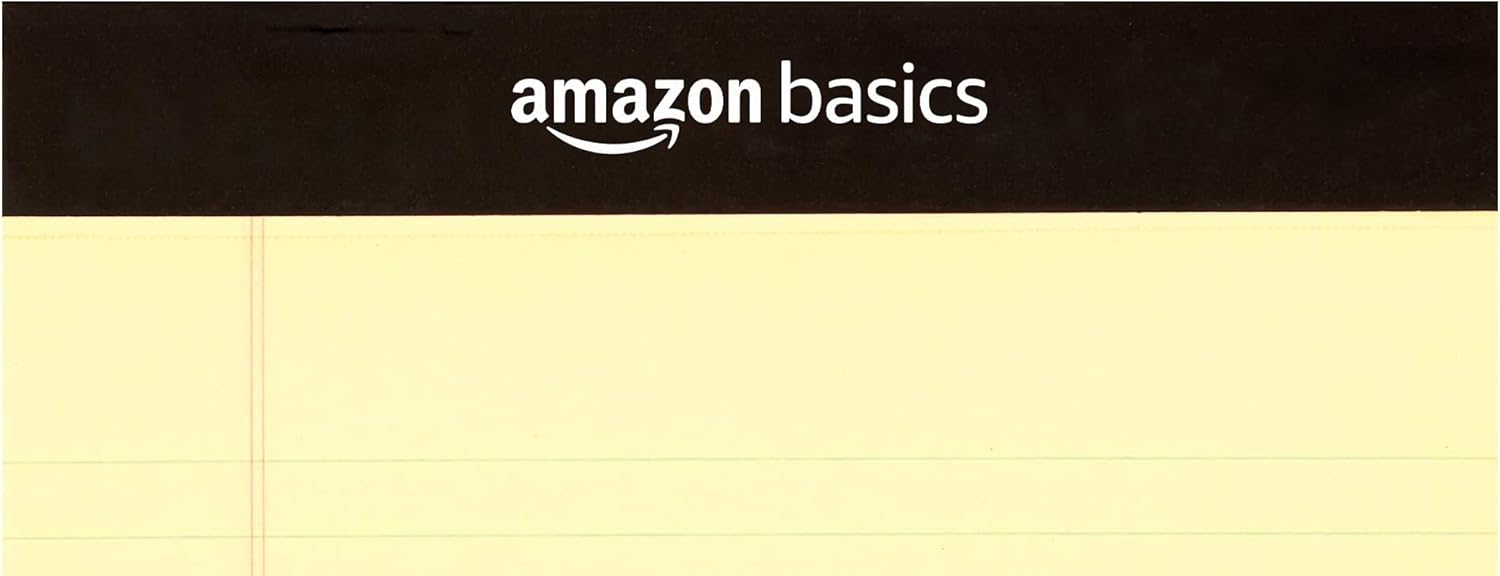 Amazon Basics 50 sheet Narrow Ruled Lined Writing Note Pad, 5 inch x 8 inch, 12 Pack, Canary