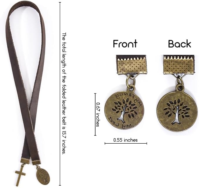 Bookmarks, Handmade Retro Cross Bible Bookmark with Long Leather Straps, Christian Saint Book Mark, My Famlly My Love (Style 20)