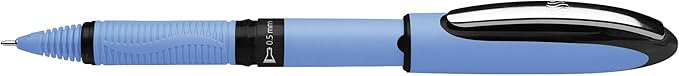 Schneider One Hybrid N Rollerball Pen, 0.5 mm Hybrid Needle Tip, Light Blue Barrel, Black Ink, Box of 10 Pens (183501)