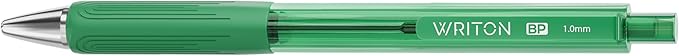 Writon Retractable Ballpoint Pens, Triangle Grip and Barrel, 1.0mm Medium Point, Green Ink, 12 Pack