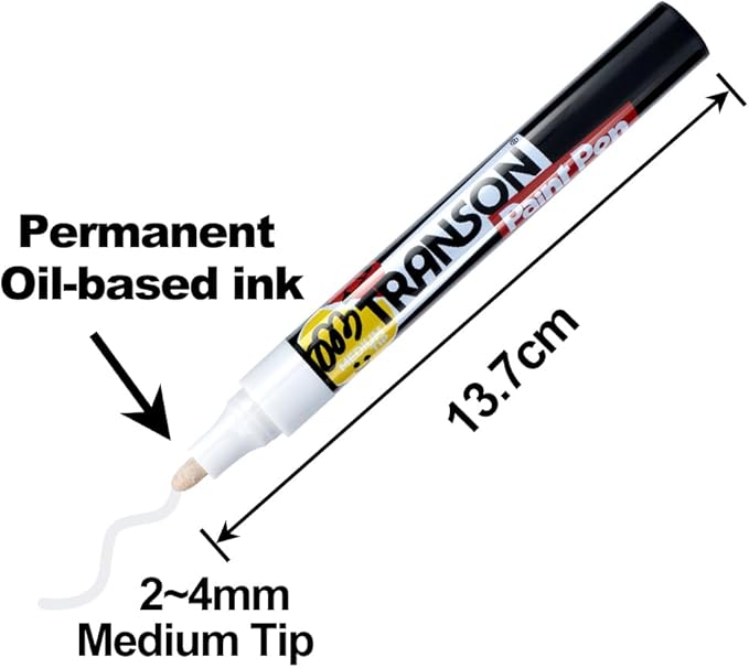 TRANSON 2 White Paint Markers for Fabric Rock Craft Diy Painting Medium Tip Oil Based Waterproof