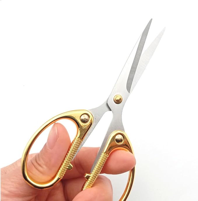 5" All Stainless Steel Office Scissors,Ultra Sharp Blade Shears,Sturdy Sharp Scissors for Office Home School Sewing Fabric Craft Supplies Multipurpose Scissors Gold