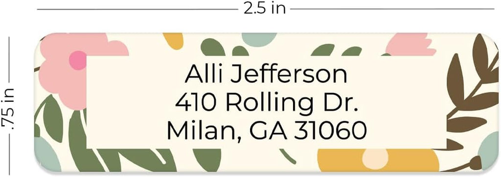 Pastel Floral Rolled Address Labels / 250 Personalized Return Address Labels/Designer Address Stickers in Elegant Plastic Dispenser