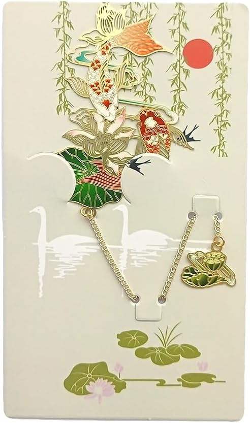 MOZART Koi Carp Chinese Style Brass Bookmark Classical Mythological Characters Mountain and Sea Sutra Series Creative Cultural Copper Bookmark Metal Bookmarks