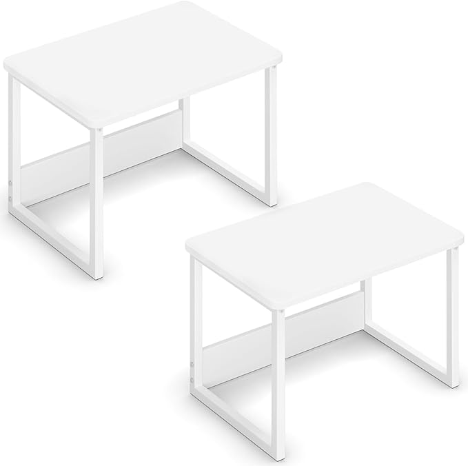 MARTY Desktop Printer Stand 2 Pack Printer Stand with Storage for Desk, Printer Shelf Desk Organzier for Home/Office Printer Riser Under Desk Small Table for Printer Fax Machine Scanner(White)