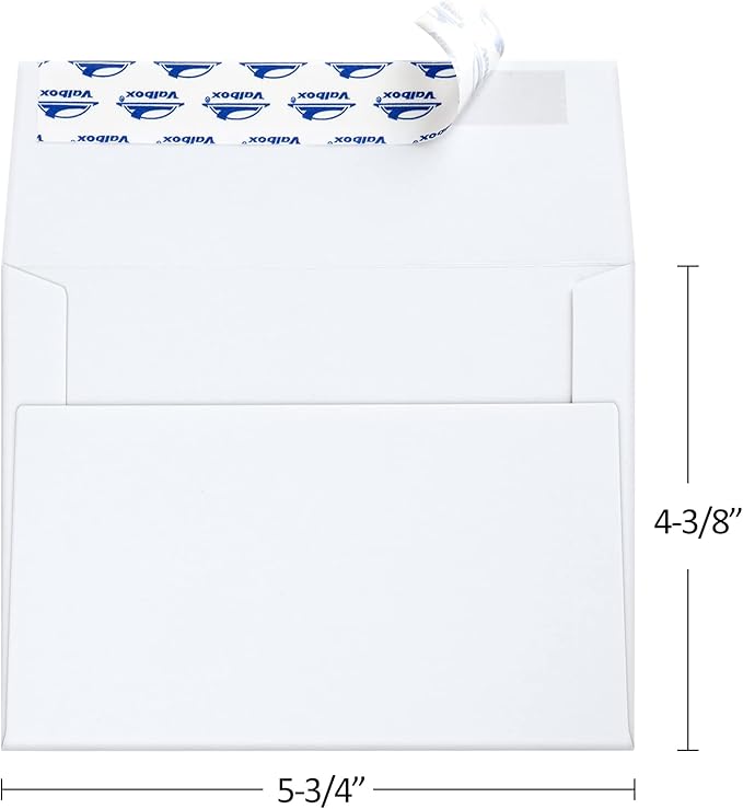 ValBox A2 Invitation Envelopes 100 Qty 4.375x5.75" White Envelopes Self Seal for Invitations, Photos, Wedding, Announcements, Thank you Notes, RSVP, Greeting Cards | 4-3/8 x 5-3/4 Inches(A2)