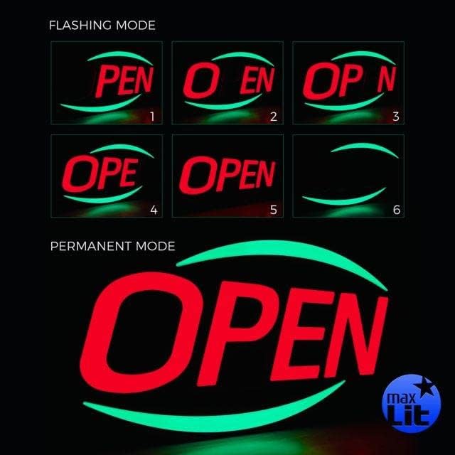 32'' X 17'' New Jumbo ULTRA BRIGHT LED Open Sign — Remote Controlled — Dynamic Light Modes — Enhance Your Business Presence [Red/Green]