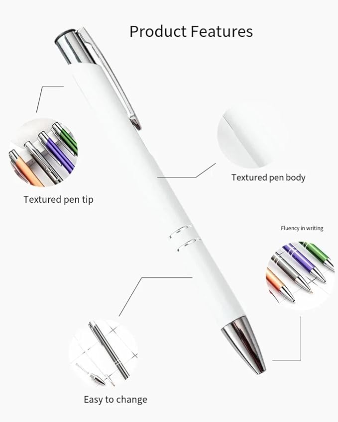 12 Pcs Stylish quality metal ballpoint Pens, Office and School stylus Ball Pen, black ink, soft writing experience (Gray)