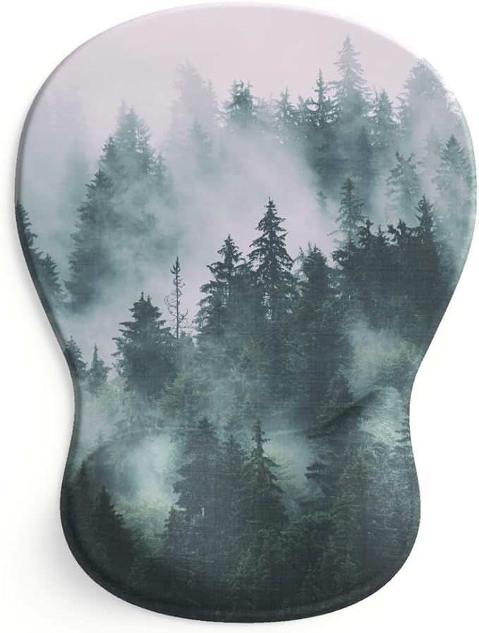 ErgoComfort Gel Wrist Rest Mouse Pad-Ergonomic Office Mousepad with Wrist Support-Non-Slip, Design Desk Accessories Mat for Home&Game Decor (08Misty Forest)