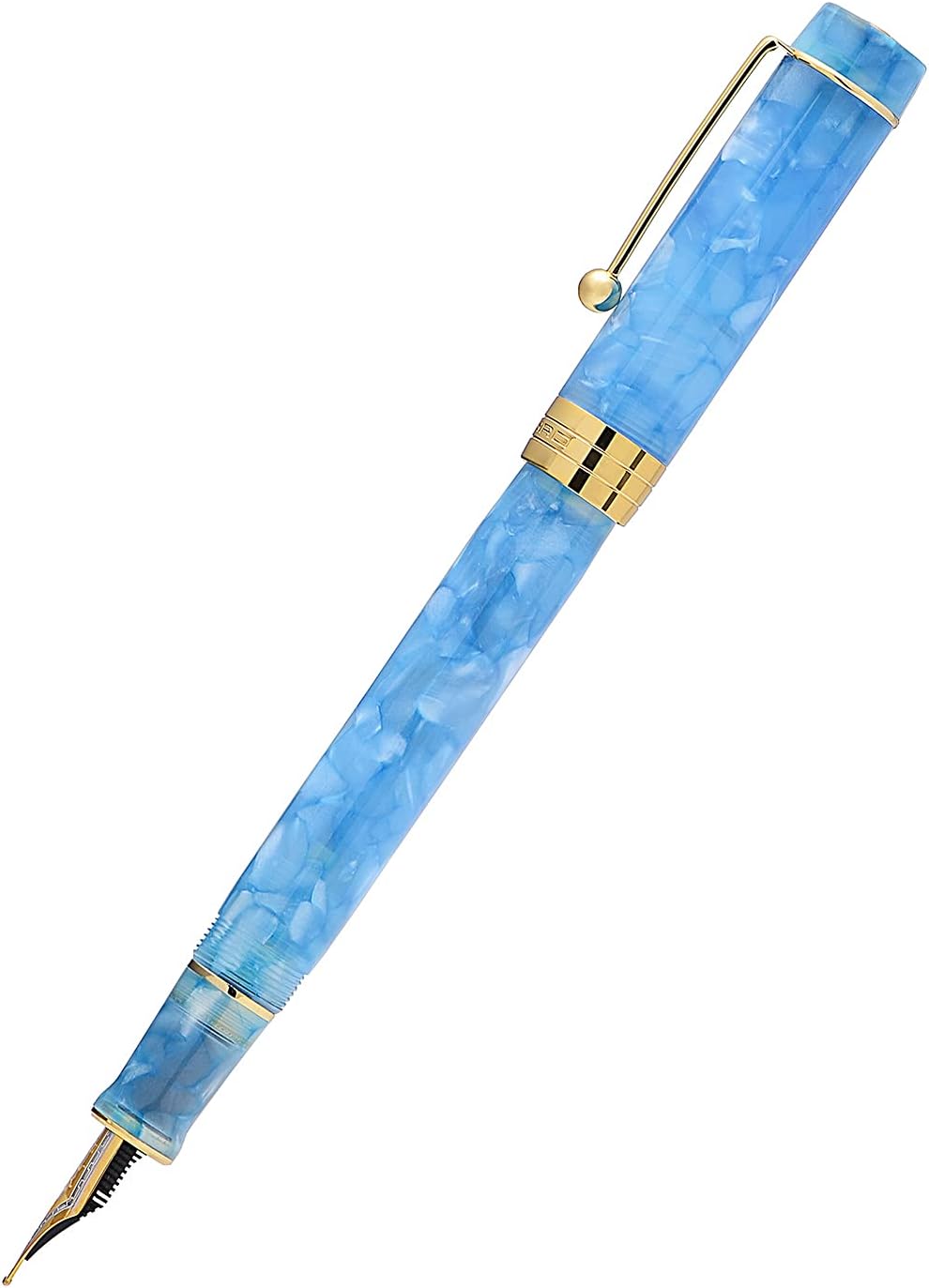 Jinhao 100 Fountain Pen Celluloid Classic Style, #6 Nib Smooth Writing Instrument with Refillable Converter and Pen Case Set