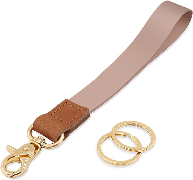 Keychain Lanyard for Women and Men, Wrist Lanyard Key Chain Holder with Key Rings, Wristlet Strap Lanyard for Car Keys ID Badge Wallet Card Holder(Khaki)