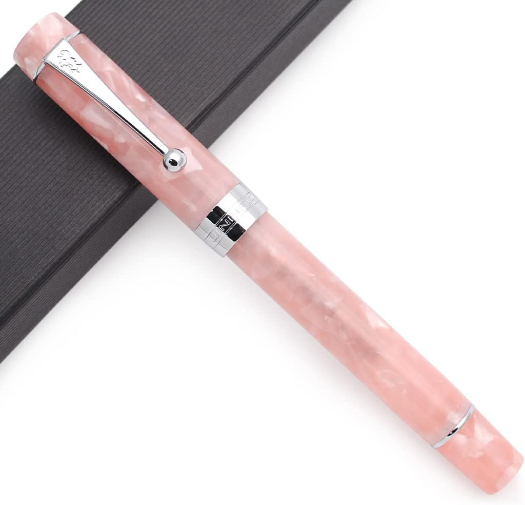 JINHAO 100 Fountain Pen with Ink Converter (Medium Nib 0.7mm, Sakura Pink with Silver Clip)