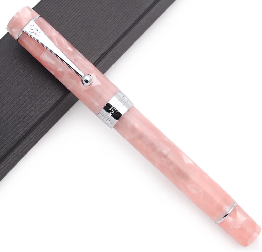 JINHAO 100 Fountain Pen with Ink Converter (Medium Nib 0.7mm, Sakura Pink with Silver Clip)