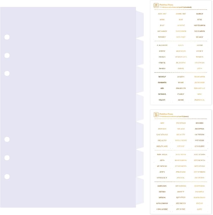 DY.2ten Clear Dividers for 6 Ring Binder, 7-Tab Sturdy Plastic Dividers, A5 Index Divider, 6 Hole Binder Dividers, Insertable Notebook Planner Tab Dividers for Binders