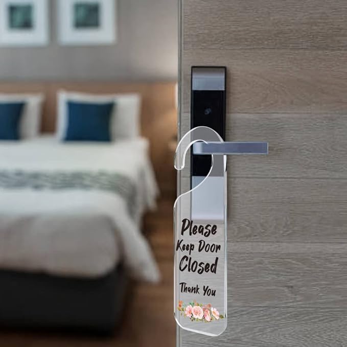 Do Not Disturb Door Sign Engraved Acrylic Hanger Handle Home Decor Acrylic Banner Acrylic Hanging Sign Door Plaque Handmade Office Hanging Sign Please Keep Door Closed